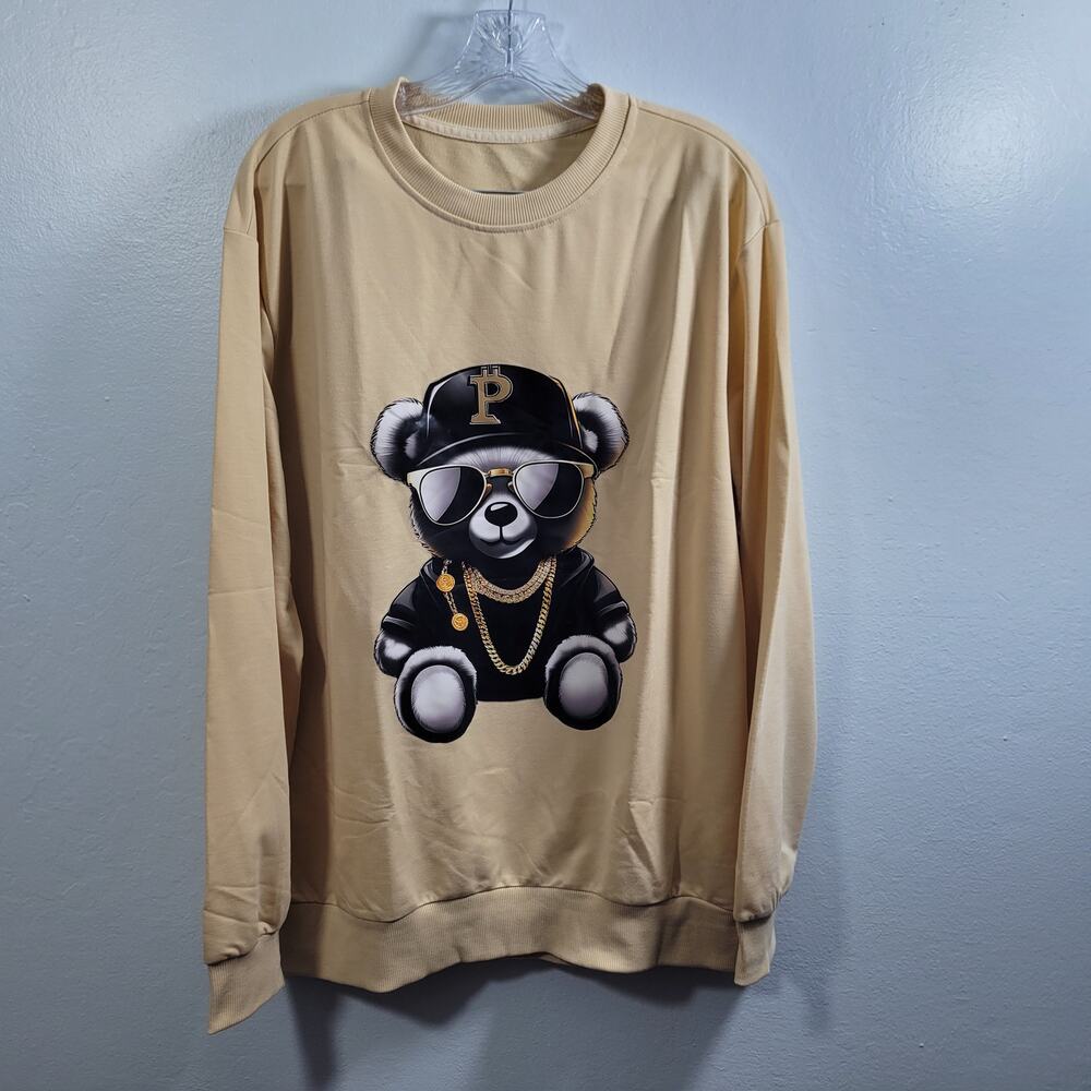 Men Screen Print Design Yellow Pull Over Active Shirt Size M 3826-1305 - Picture 6 of 6